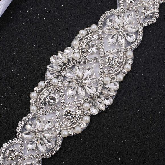 9429 Handmade Crystal Bridal Belt Wedding Sash With Rhinestones Pearls